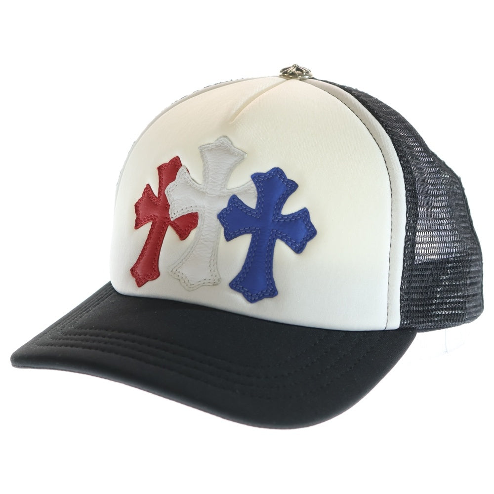 CHROME HEARTS(クロムハーツ) TRUCKER CAP トリコロール セメタリー クロスパッチ トラッカー キャップ 帽子 ブラック/ホワイト/マルチ