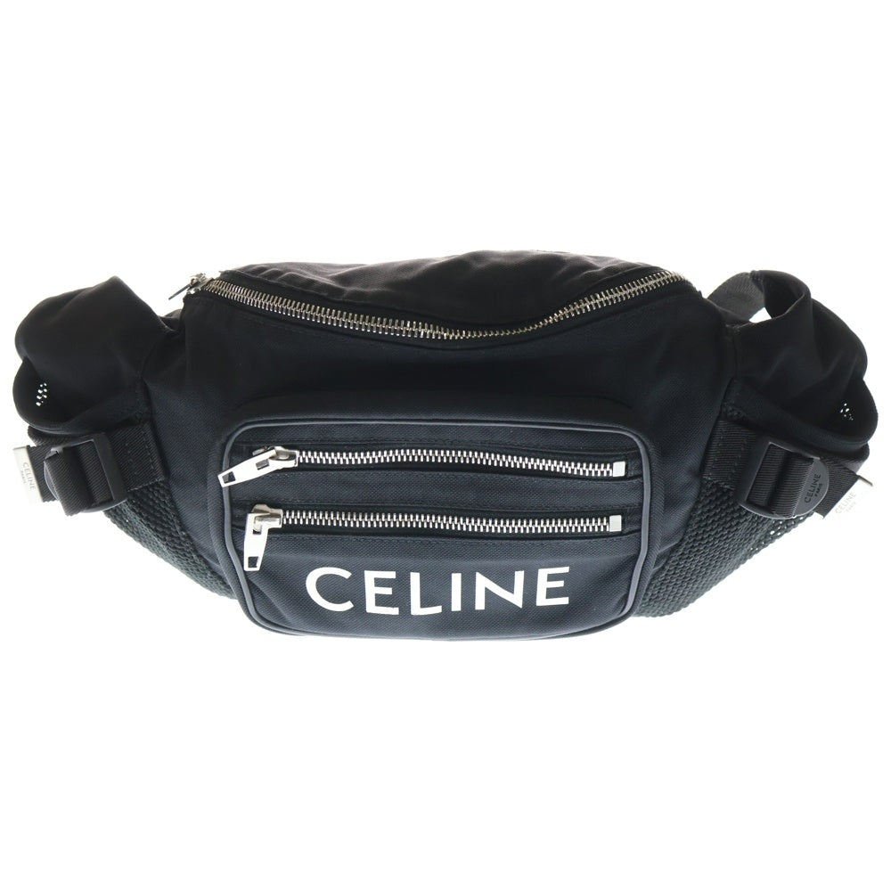 CELINE(セリーヌ) Large Zipped Belt Bag ロゴプリント ショルダーバッグ ブラック 198682DMT