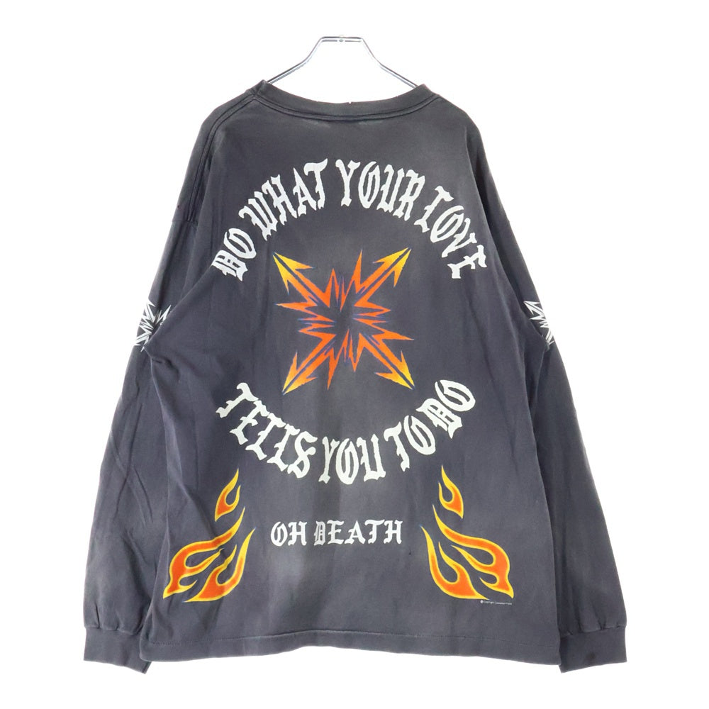 SAINT MICHAEL(セントマイケル) 24SS L/S TEE ヴィンテージ加工 ロングスリーブTシャツ 長袖Tシャツ グレー SM-YS8-0000-015