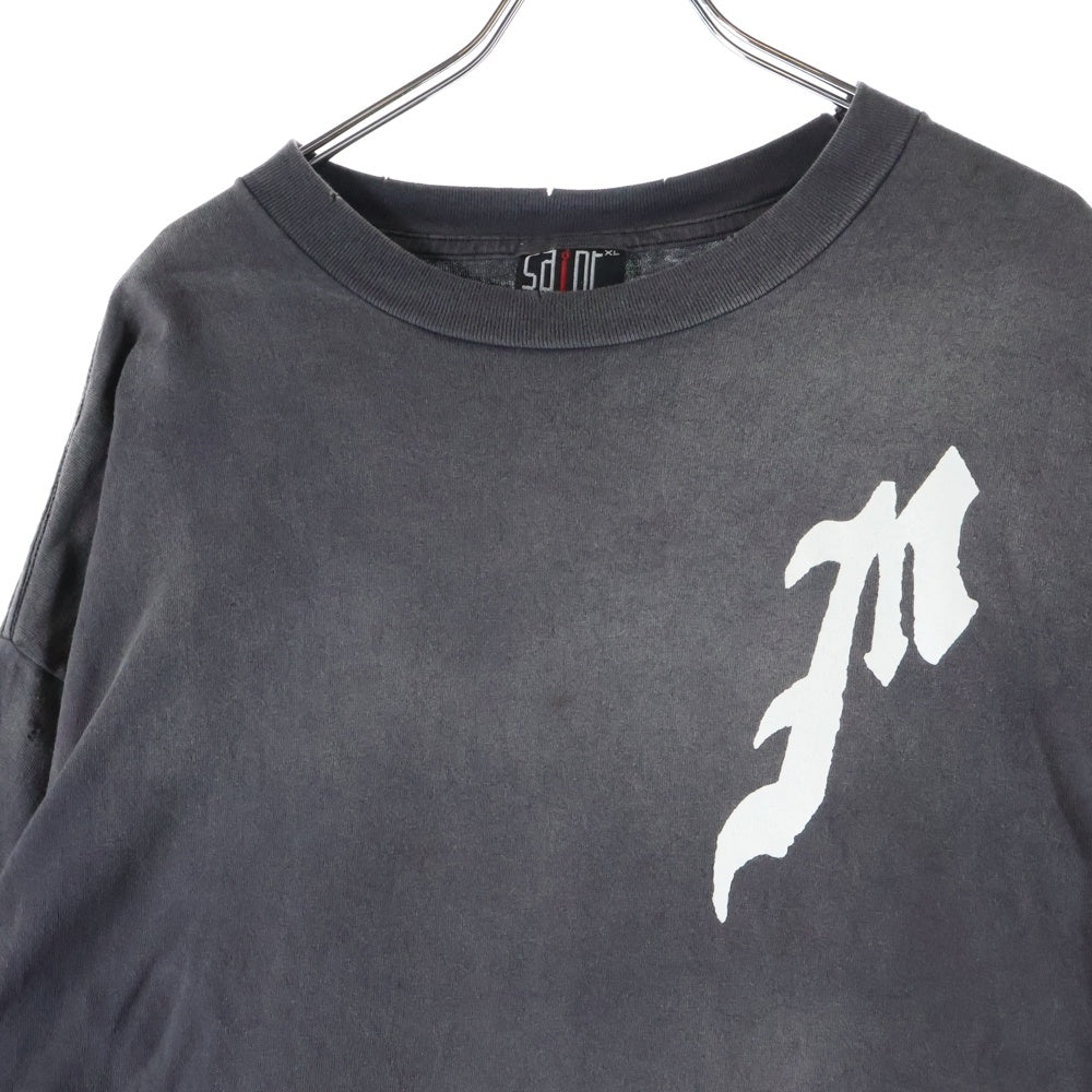 SAINT MICHAEL(セントマイケル) 24SS L/S TEE ヴィンテージ加工 ロングスリーブTシャツ 長袖Tシャツ グレー SM-YS8-0000-015