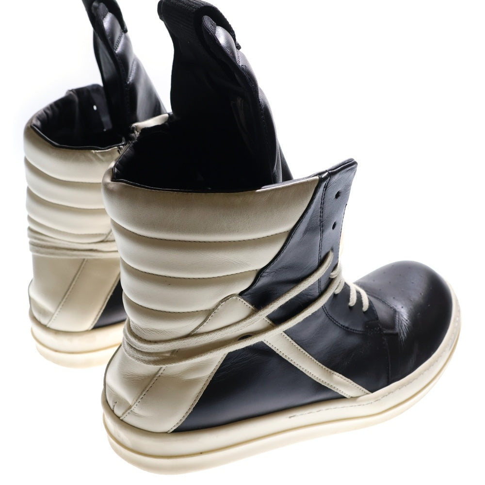 Rick Owens(リックオウエンス) GEOBASKET ジオバスケット サイドジップ レザー ハイカットスニーカー ブラック/ホワイト