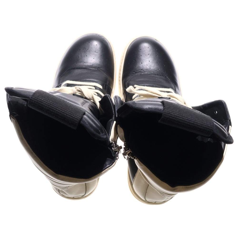 Rick Owens(リックオウエンス) GEOBASKET ジオバスケット サイドジップ レザー ハイカットスニーカー ブラック/ホワイト