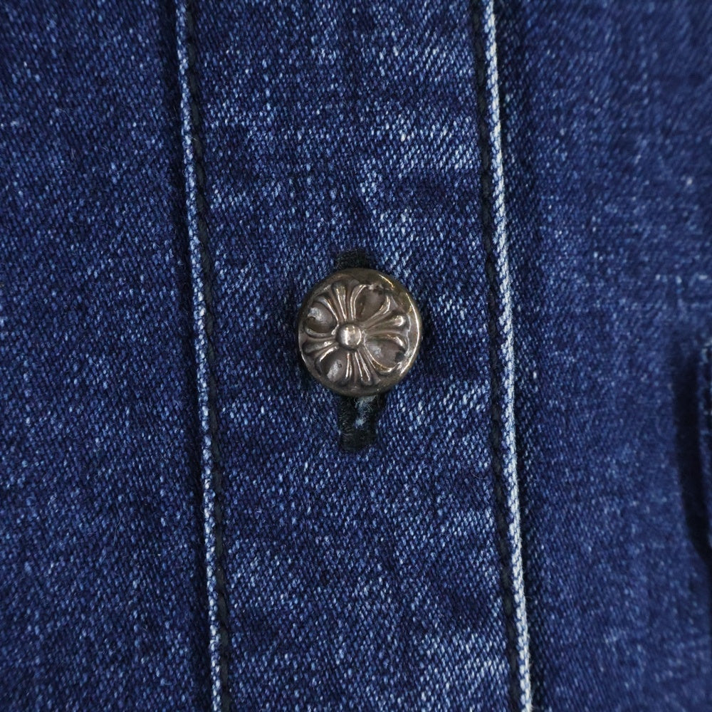 CHROME HEARTS(クロムハーツ) LOOSEENDS LS ルーズエンド 袖クロスパッチ クロスボールボタン デニム長袖シャツ インディゴ