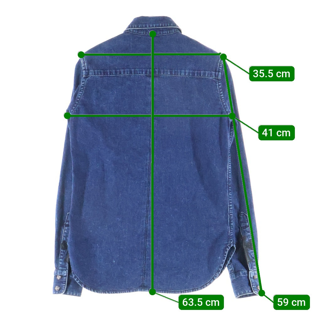 CHROME HEARTS(クロムハーツ) LOOSEENDS LS ルーズエンド 袖クロスパッチ クロスボールボタン デニム長袖シャツ インディゴ