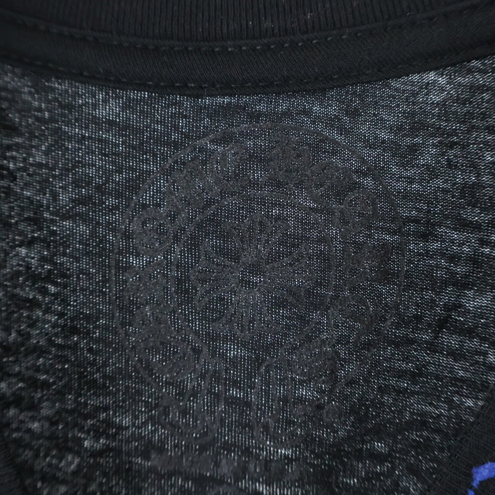 CHROME HEARTS(クロムハーツ) NECK LOGO S/S TEE ネック ロゴプリントTシャツ 半袖カットソー ブラック/ブルー