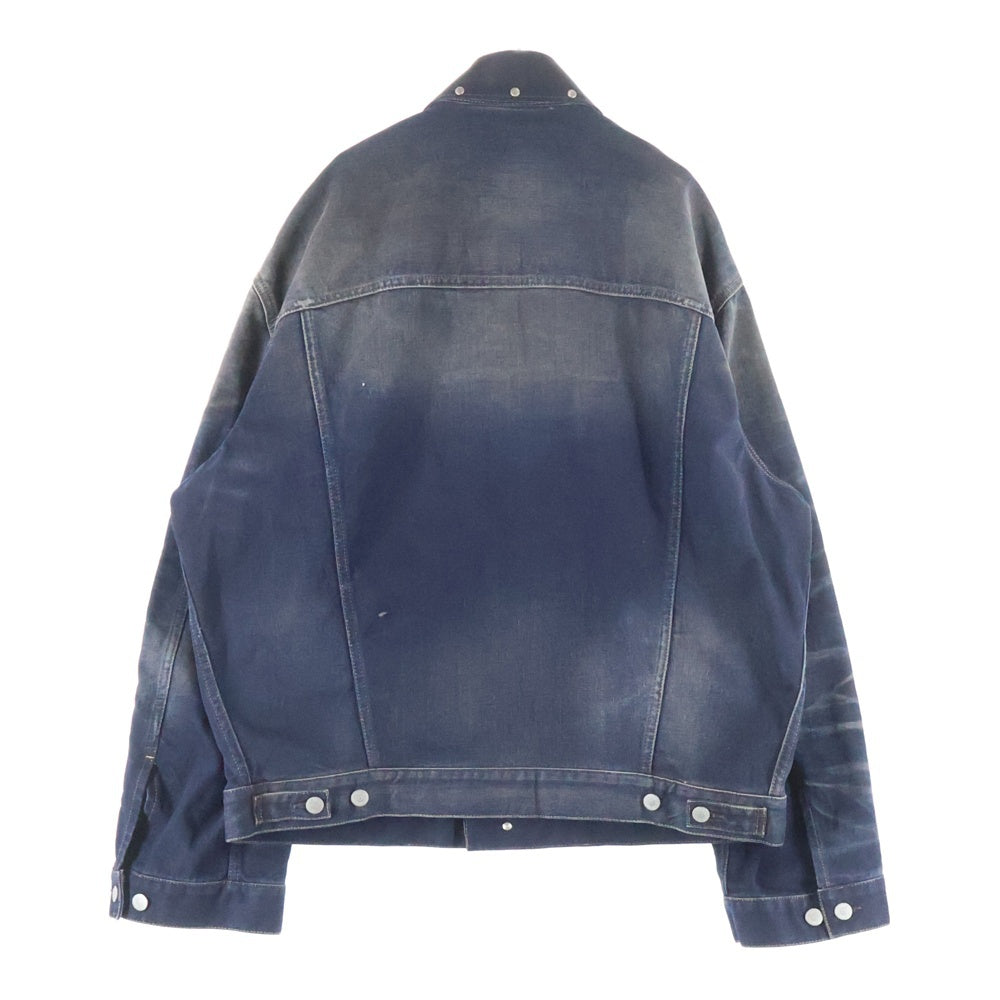 Acne Studios(アクネ ストゥディオズ) レザー切り替え オーバーサイズ デニムジャケット インディゴ FN-UK-OUTW000058