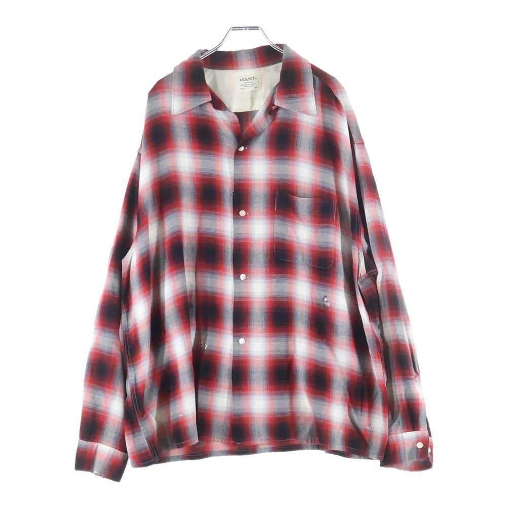 SAINT MICHAEL(セントマイケル) LM_CHECK SHIRT 長袖チェックシャツ レッド SM-HR8-0000-C30