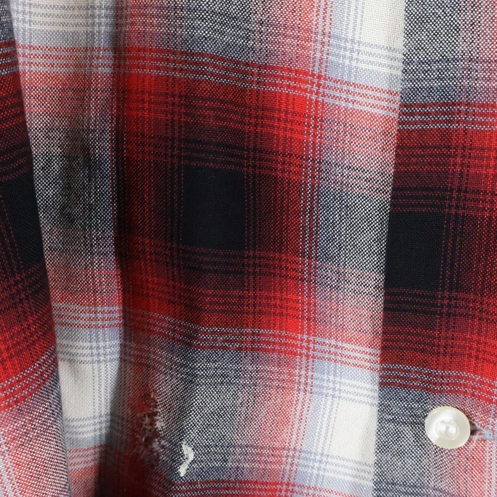 SAINT MICHAEL(セントマイケル) LM_CHECK SHIRT 長袖チェックシャツ レッド SM-HR8-0000-C30