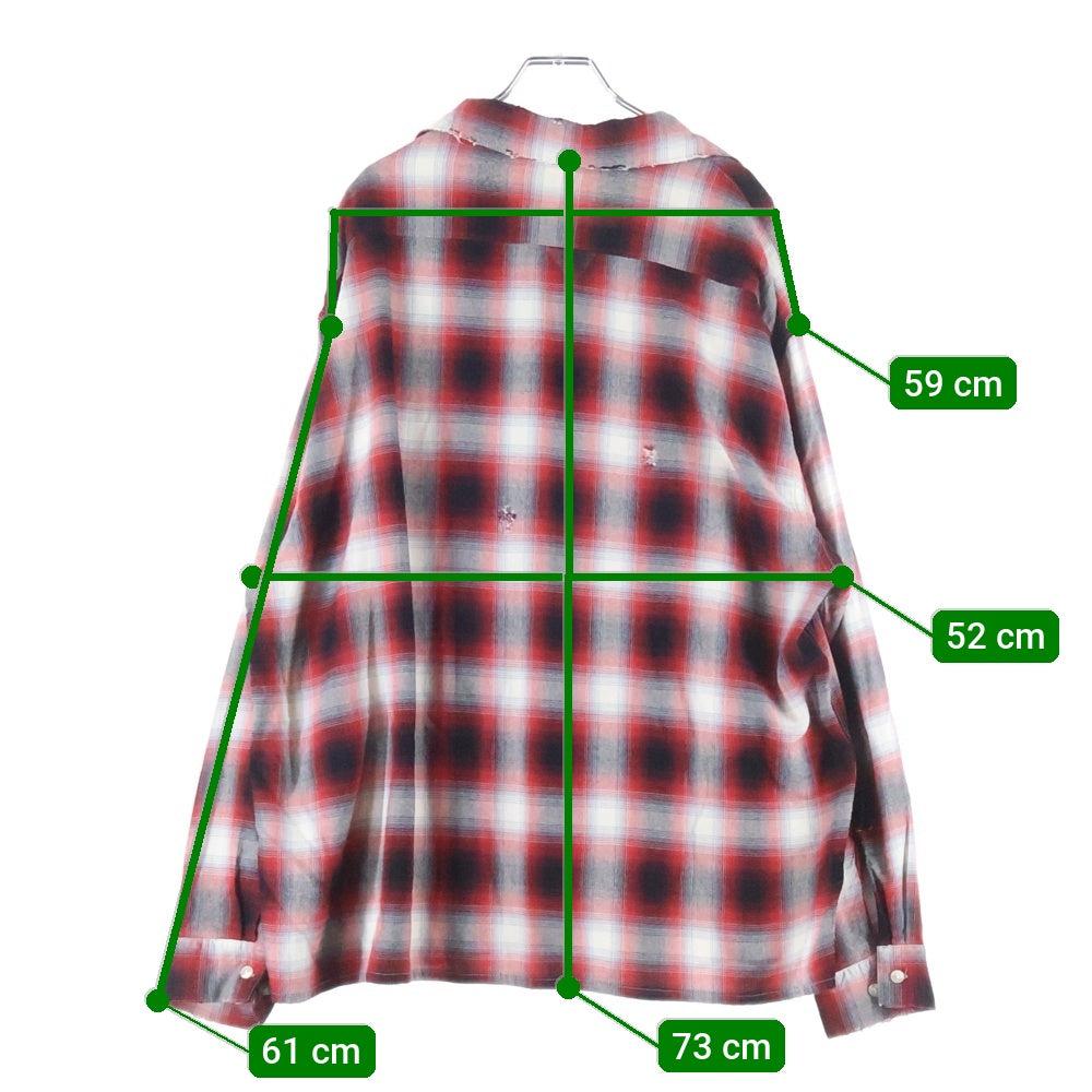 SAINT MICHAEL(セントマイケル) LM_CHECK SHIRT 長袖チェックシャツ レッド SM-HR8-0000-C30