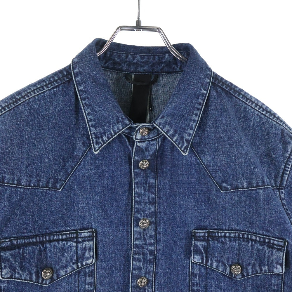 CHROME HEARTS(クロムハーツ) DENIM WESTERN デニムウエスタン 袖クロスパッチ クロスボタン デニム長袖シャツ インディゴ