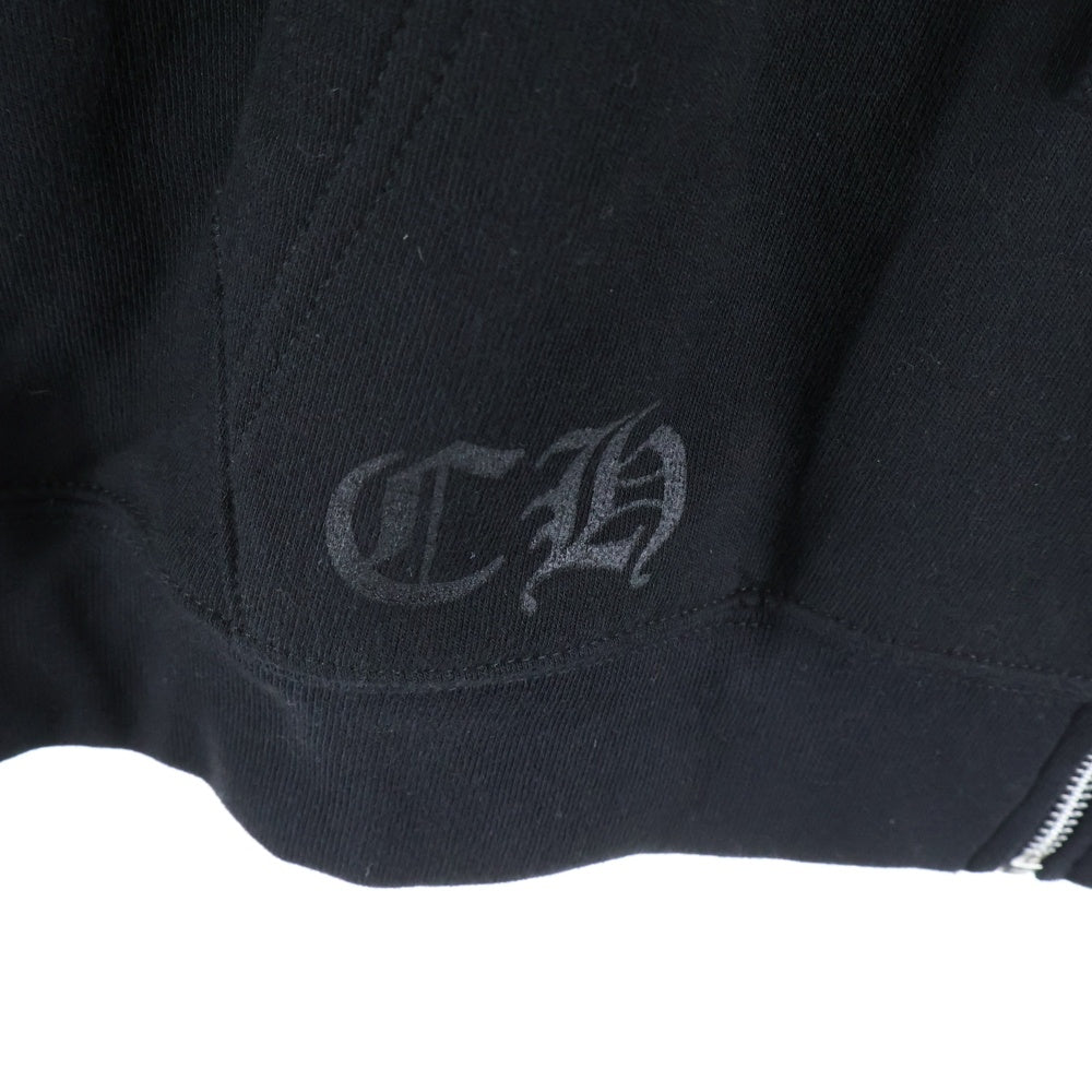 CHROME HEARTS(クロムハーツ) THRML HD ZIP 裏地サーマルジップ 袖フローラルバックホースシュープリントジップパーカー ブラック