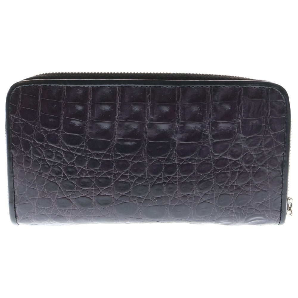 Bill Wall Leather/BWL(ビルウォールレザー) ZIPPER WALLET クロコダイル レザーラウンドウォレット 長財布 パープル
