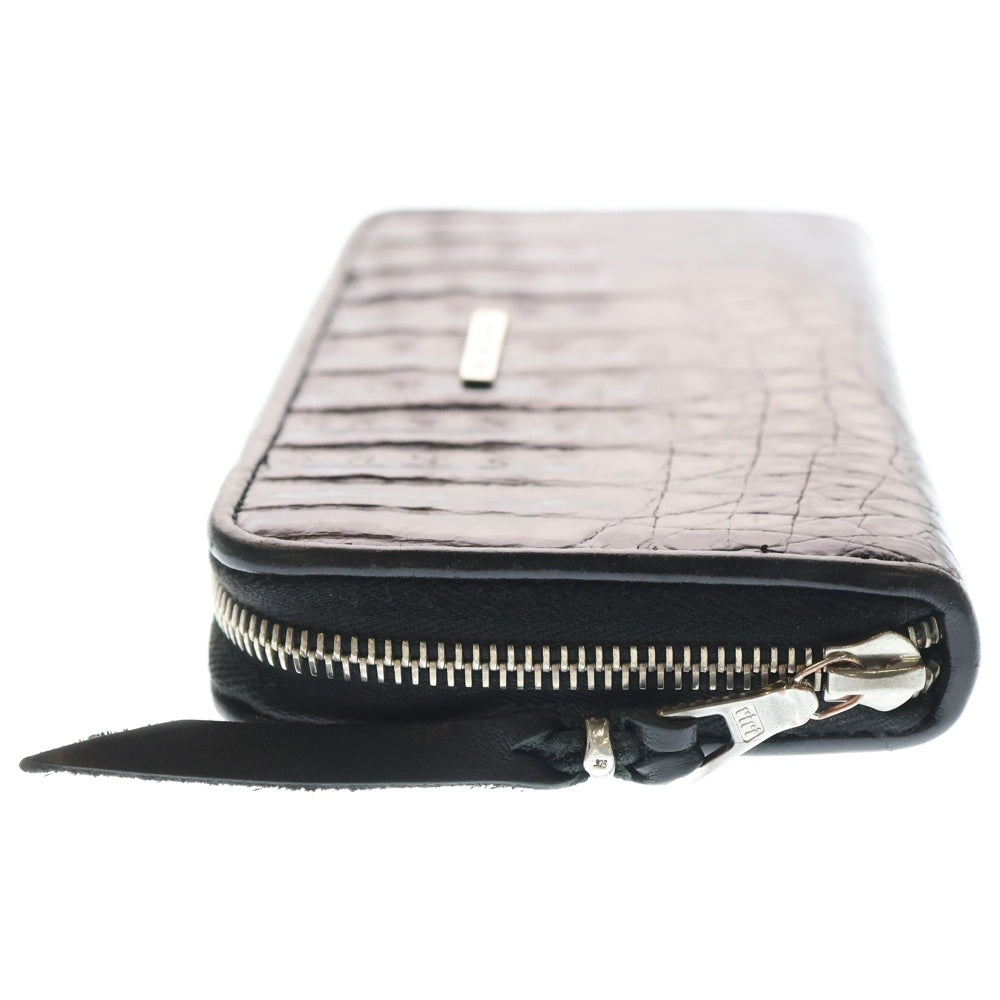 Bill Wall Leather/BWL(ビルウォールレザー) ZIPPER WALLET クロコダイル レザーラウンドウォレット 長財布 パープル