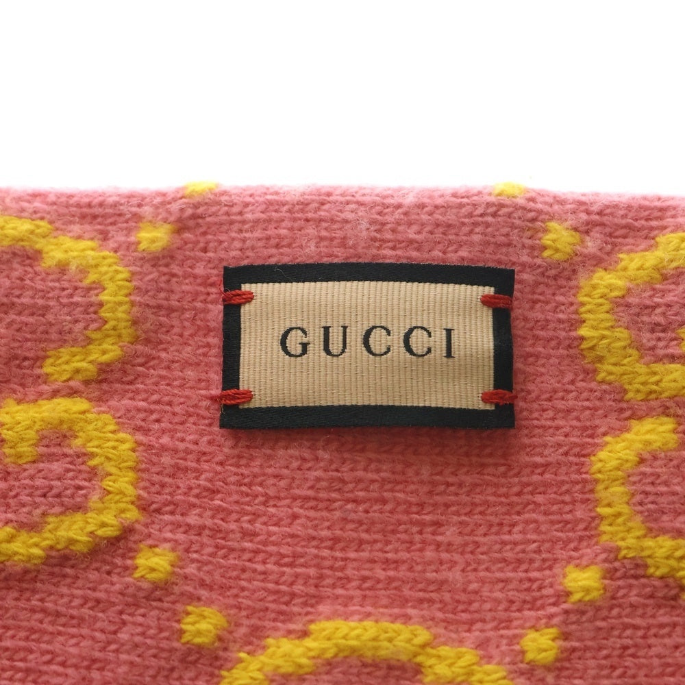 GUCCI(グッチ) GG Wool Jacquard Scarf GGロゴ ウールマフラー ピンク レディース