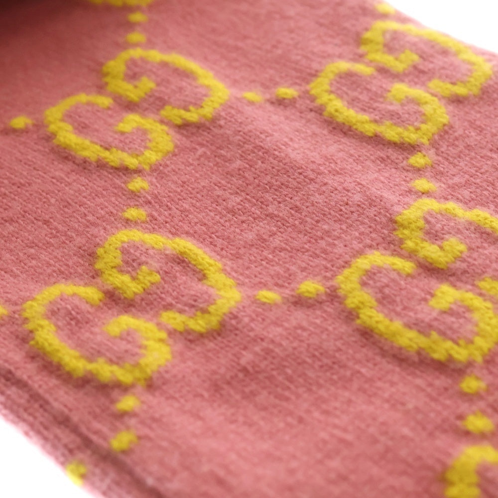 GUCCI(グッチ) GG Wool Jacquard Scarf GGロゴ ウールマフラー ピンク レディース