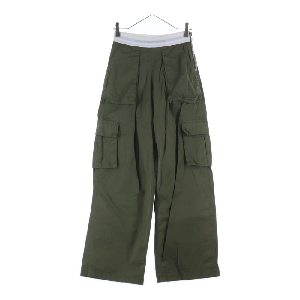 ALEXANDER WANG(アレキサンダーワン) Mid Rise Cargo Rave Pants ウエストロゴ カーゴパンツ カーキ 1WC2244724 レディース