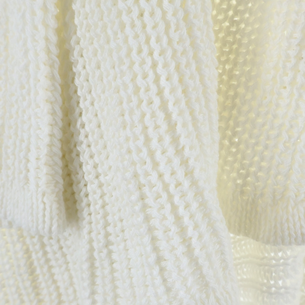 KMRii(ケムリ) レザーポケット ニット ロングカーディガン ホワイト