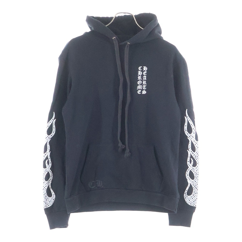 CHROME HEARTS(クロムハーツ) SWTSHRT PLVR ファイヤーパターン プルオーバースウェットパーカー フーディ ブラック