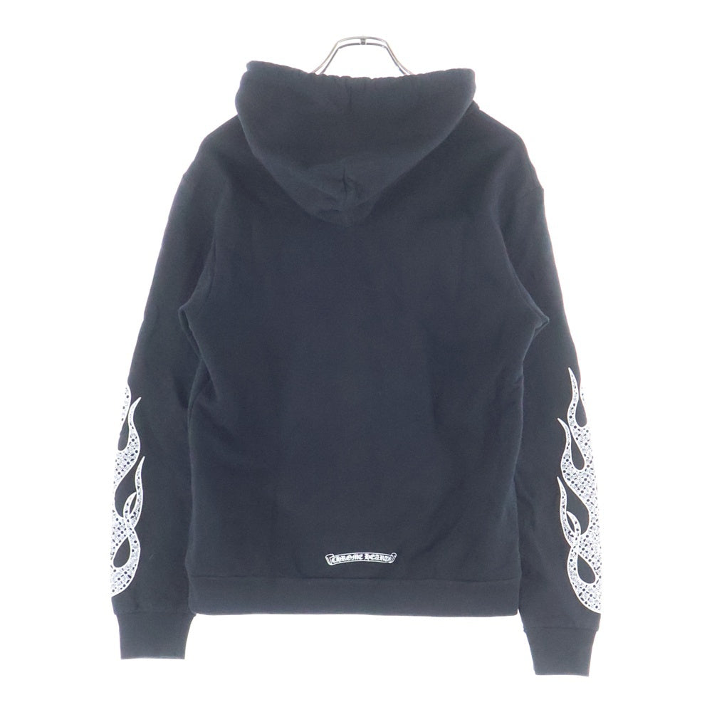 CHROME HEARTS(クロムハーツ) SWTSHRT PLVR ファイヤーパターン プルオーバースウェットパーカー フーディ ブラック