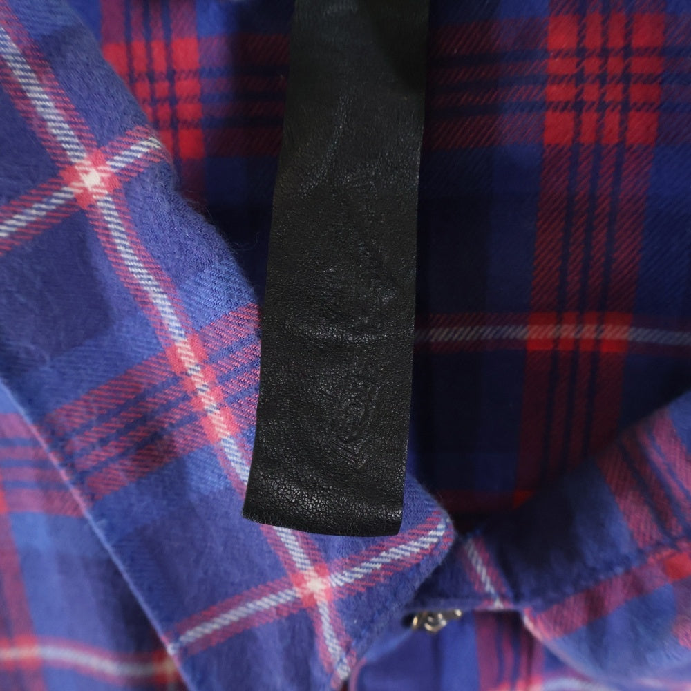 CHROME HEARTS(クロムハーツ) LOOSEENDS LS ルーズエンド エルボースターパッチ クロスボールボタン チェック長袖シャツ レッド/ブルー