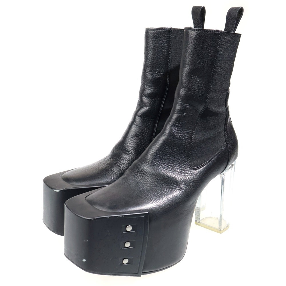 Rick Owens(リックオウエンス) KISS BOOTS キス ブーツ ウッドソール クリアヒール レザーブーツ ブラック