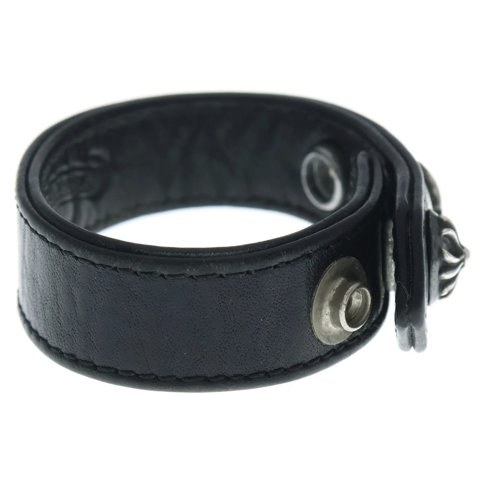 CHROME HEARTS(クロムハーツ) ×KYOSUKE HIMURO 3BTN 2SNP 氷室 京介 クロスボール 3ボタン2スナップ レザーブレスレット ブラック/シルバー BCA123