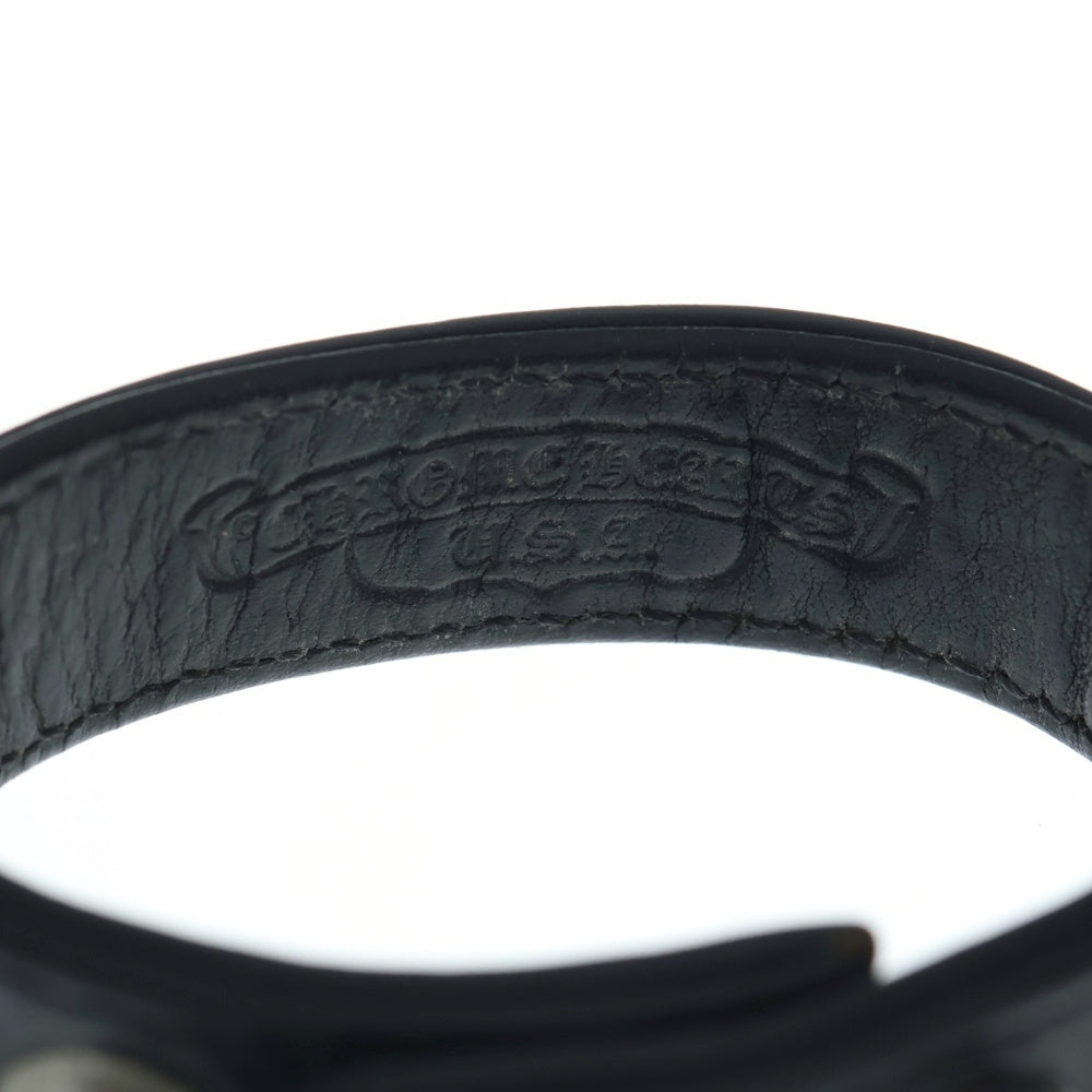 CHROME HEARTS(クロムハーツ) ×KYOSUKE HIMURO 3BTN 2SNP 氷室 京介 クロスボール 3ボタン2スナップ レザーブレスレット ブラック/シルバー BCA123