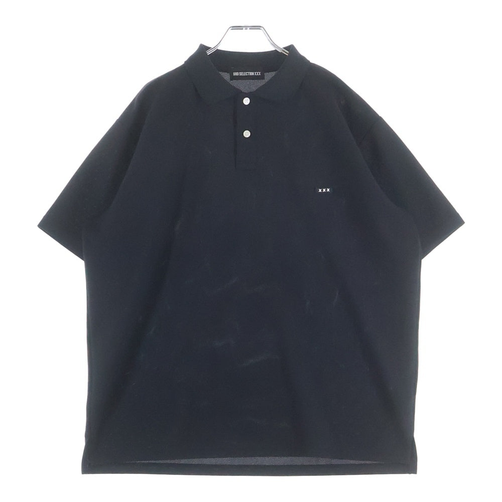 GOD SELECTION XXX(ゴッドセレクショントリプルエックス) ラバーロゴ パイル地 半袖ポロシャツ ブラック