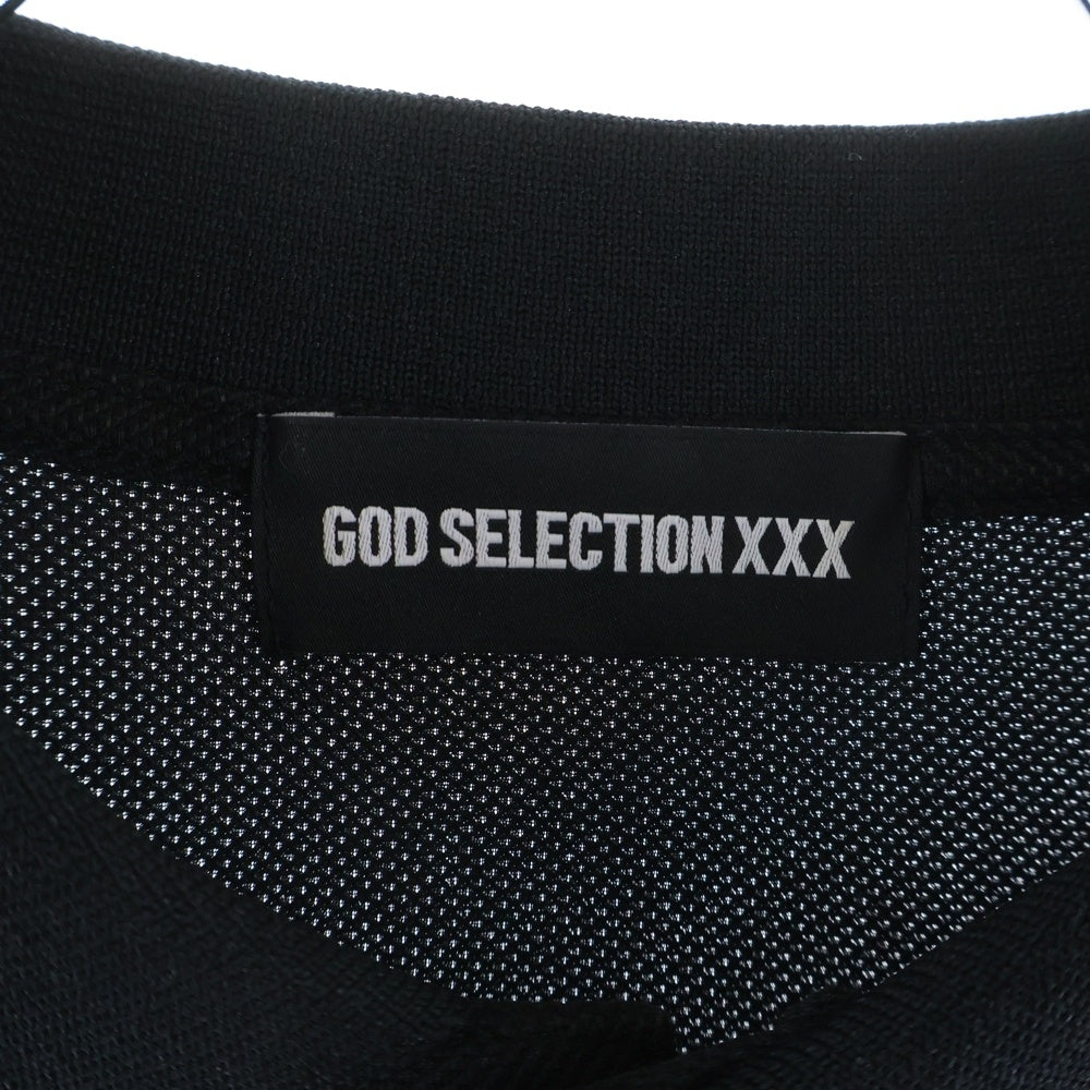 GOD SELECTION XXX(ゴッドセレクショントリプルエックス) ラバーロゴ パイル地 半袖ポロシャツ ブラック