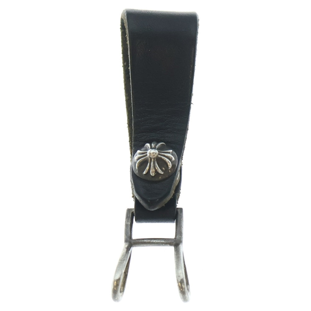 CHROME HEARTS(クロムハーツ) BELT LOOP クロスボールボタンレザーベルトループ シルバー/ブラック BCA397