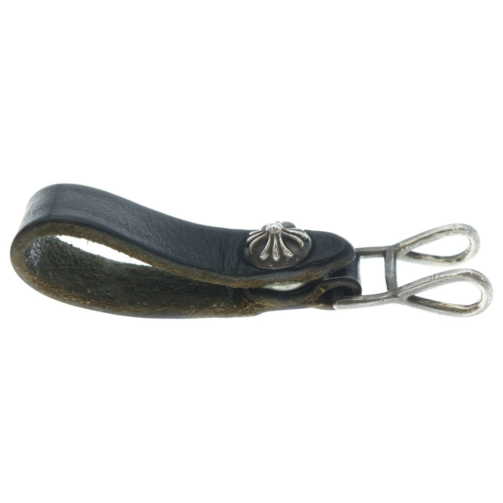 CHROME HEARTS(クロムハーツ) BELT LOOP クロスボールボタンレザーベルトループ シルバー/ブラック BCA397