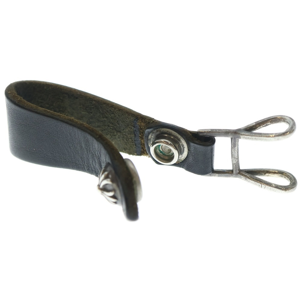 CHROME HEARTS(クロムハーツ) BELT LOOP クロスボールボタンレザーベルトループ シルバー/ブラック BCA397
