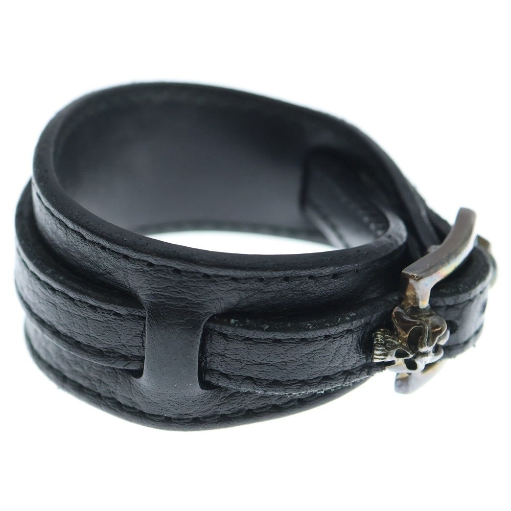 THIRTEEN DESIGNS(サーティーンデザインズ) スカルモチーフ レザーブレスレット ブラック