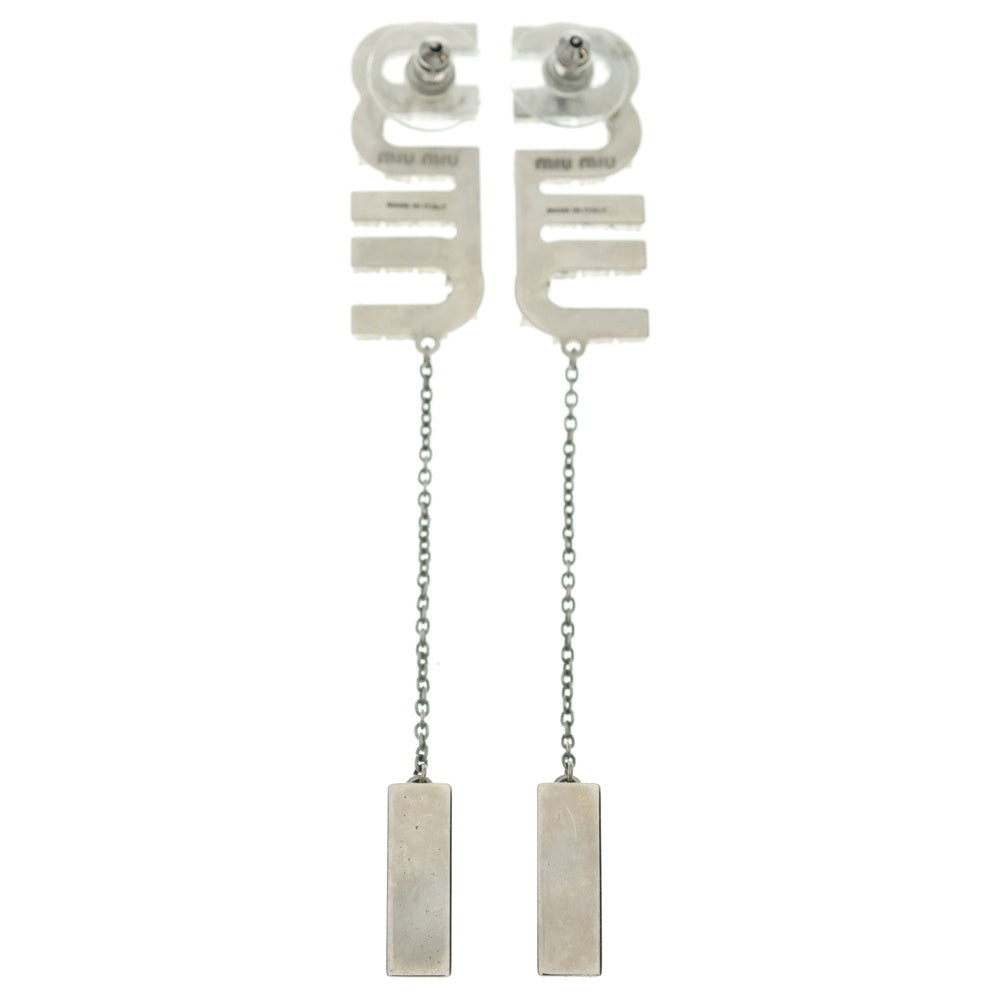 miumiu(ミュウミュウ) クリスタル チャーム ピアス スイング ロゴ ピアス メタル シルバー レディース