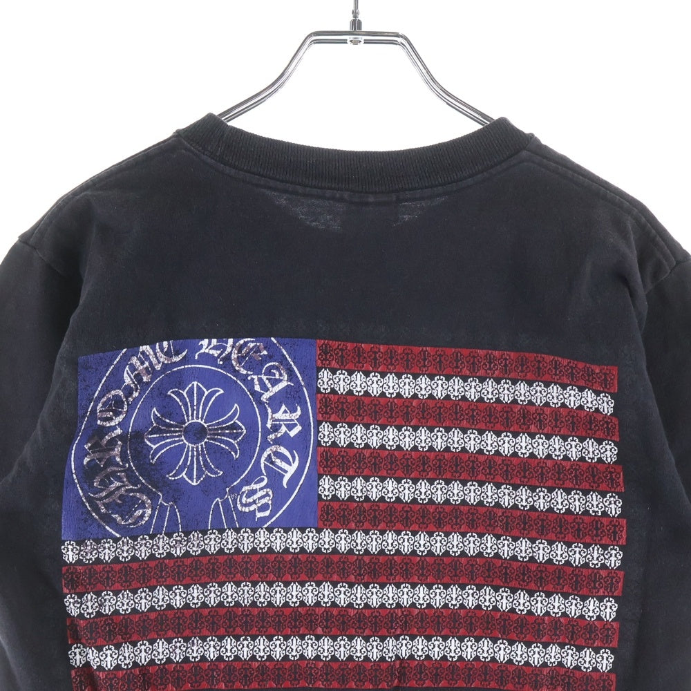 CHROME HEARTS(クロムハーツ) OLD AMERICAN FLAG TEE オールド アメリカンフラッグTシャツ 星条旗 ホースシュープリント 半袖カットソー ブラック