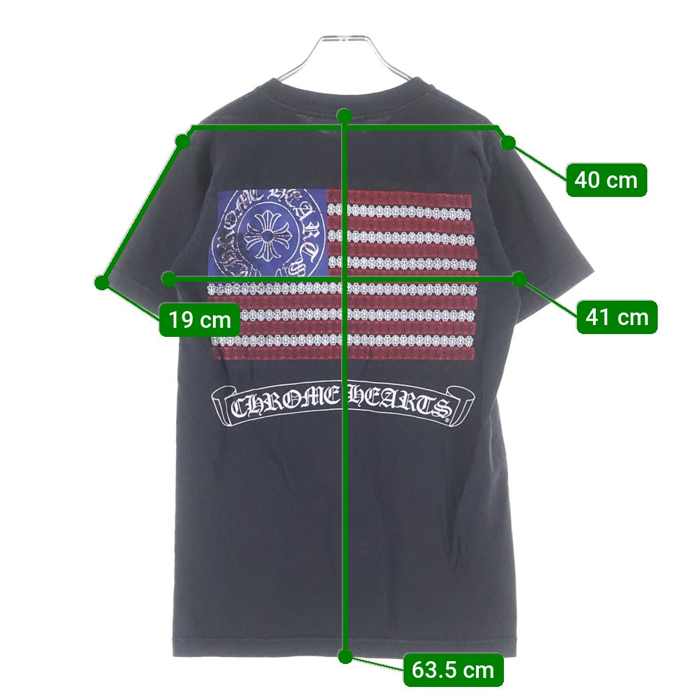 CHROME HEARTS(クロムハーツ) OLD AMERICAN FLAG TEE オールド アメリカンフラッグTシャツ 星条旗 ホースシュープリント 半袖カットソー ブラック
