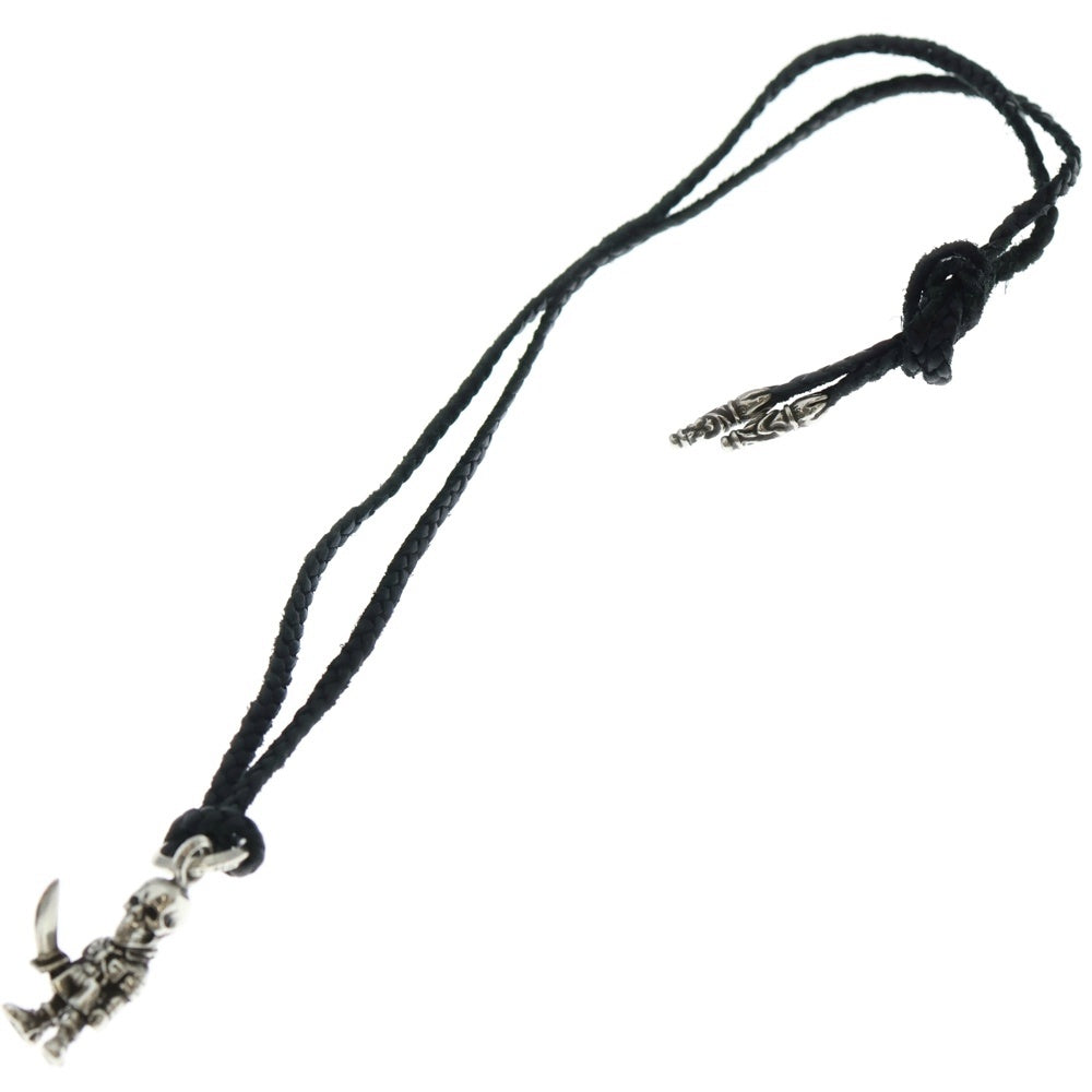 CHROME HEARTS(クロムハーツ) FOTI PEPE LEATHER BRAID フォティ ペペ レザーブレード ネックレス ブラック/シルバー