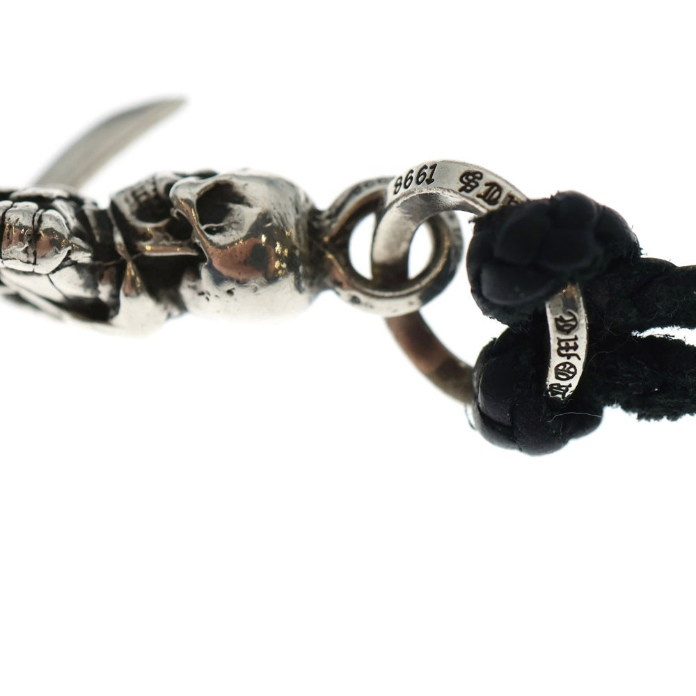 CHROME HEARTS(クロムハーツ) FOTI PEPE LEATHER BRAID フォティ ペペ レザーブレード ネックレス ブラック/シルバー
