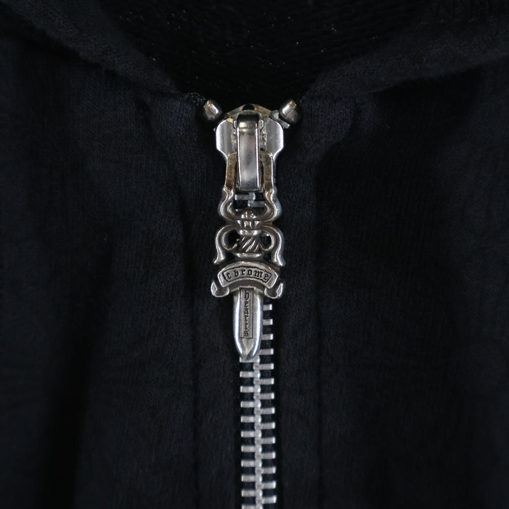 CHROME HEARTS(クロムハーツ) SWTSHRT HD ZIP CHプラス総柄 バックCHプラスプリント ジップパーカー ブラック