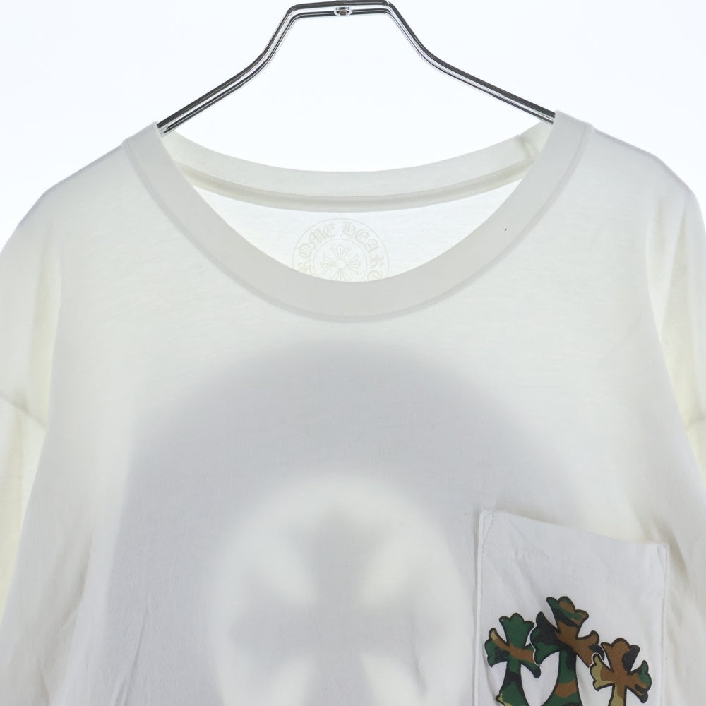 CHROME HEARTS(クロムハーツ) CAMO HORSE SHOE カモホースシュー バッグプリント長袖Tシャツ ホワイト