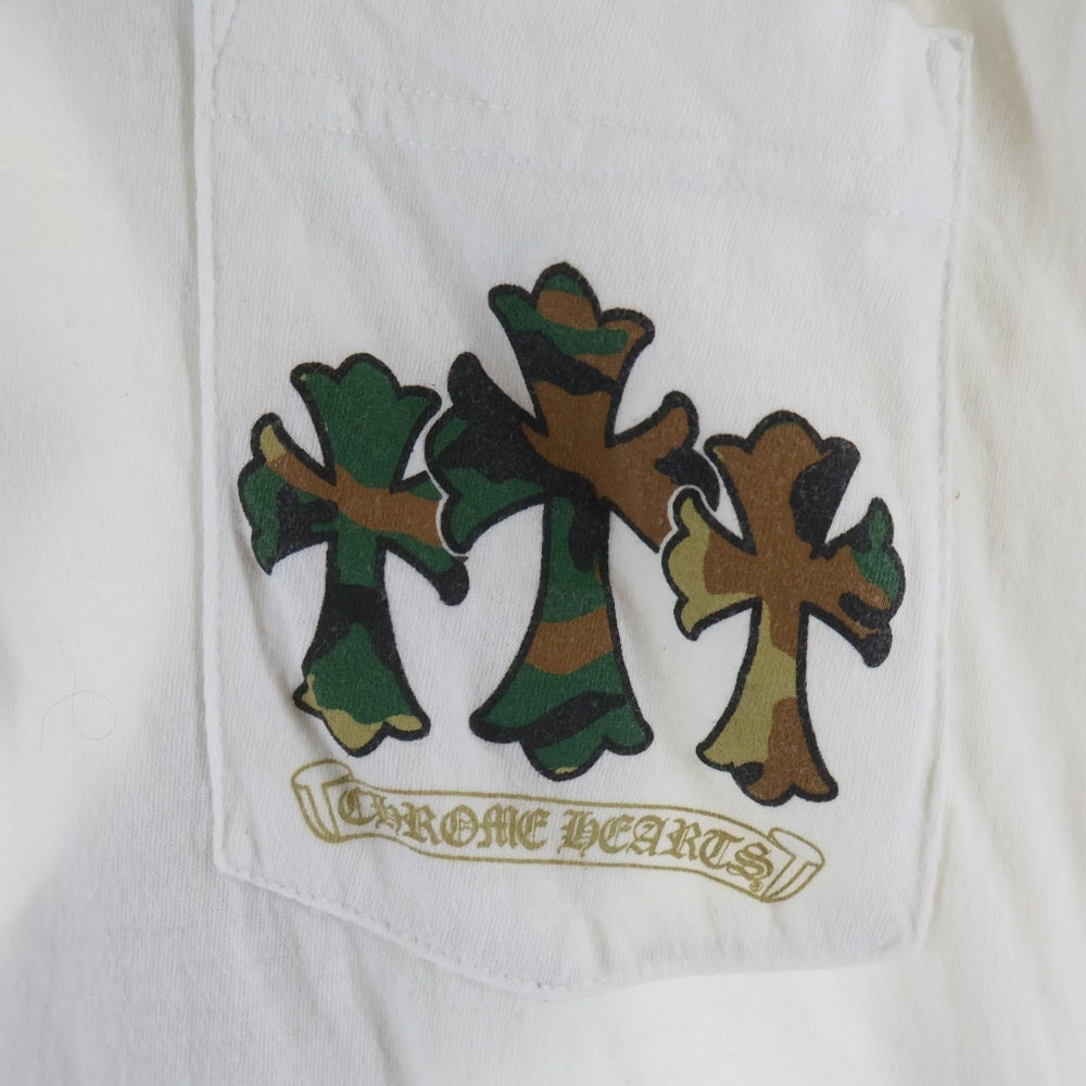 CHROME HEARTS(クロムハーツ) CAMO HORSE SHOE カモホースシュー バッグプリント長袖Tシャツ ホワイト
