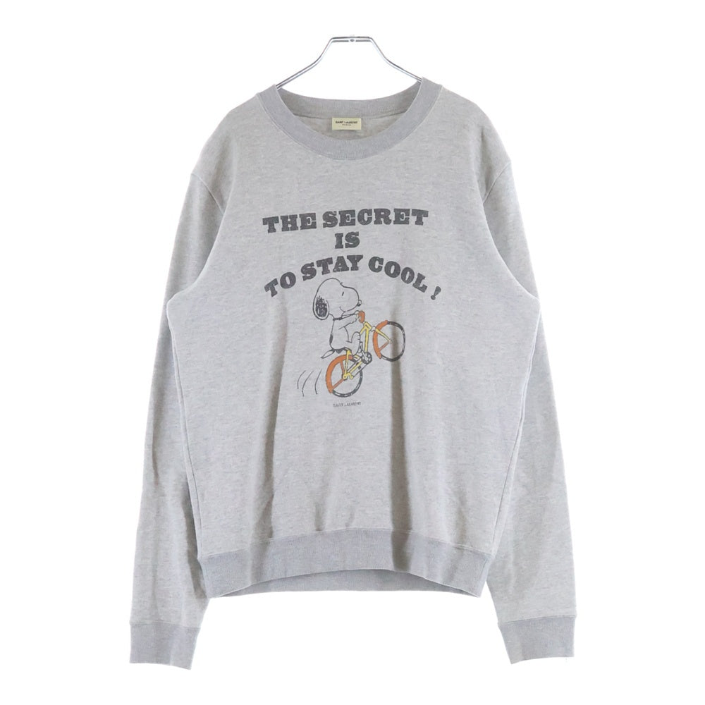 SAINT LAURENT PARIS(サンローランパリ) 21AW ×PEANUTS ピーナッツ スヌーピー プリント クルーネック 長袖 スウェット トレーナー グレー 664350 Y36HT