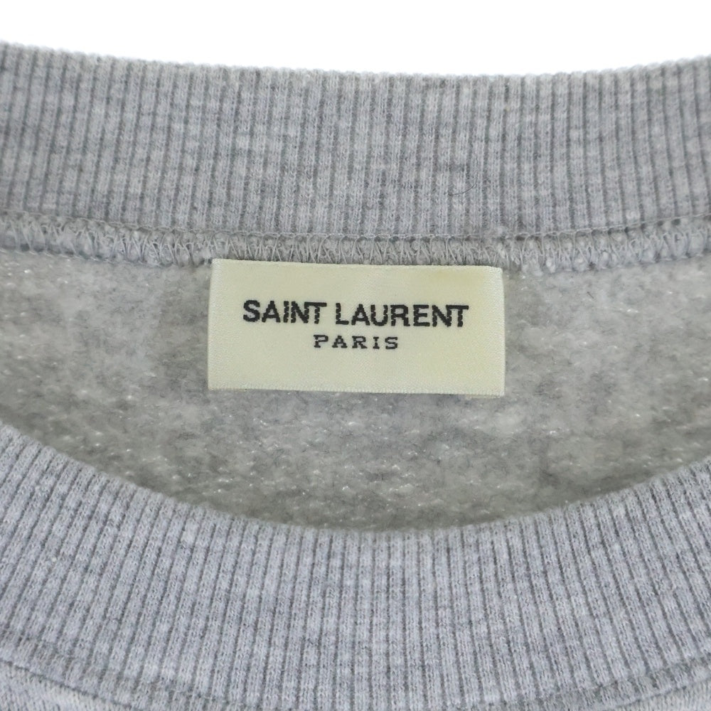 SAINT LAURENT PARIS(サンローランパリ) 21AW ×PEANUTS ピーナッツ スヌーピー プリント クルーネック 長袖 スウェット トレーナー グレー 664350 Y36HT