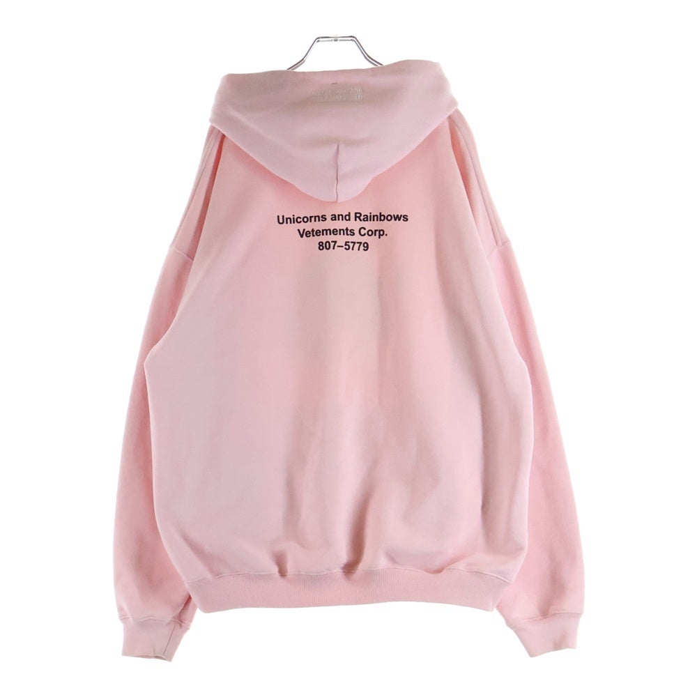 VETEMENTS(ヴェトモン) MAGIC UNICORN HOODIE マジックユニコーン プルオーバーパーカー ピンク UE51TR400P