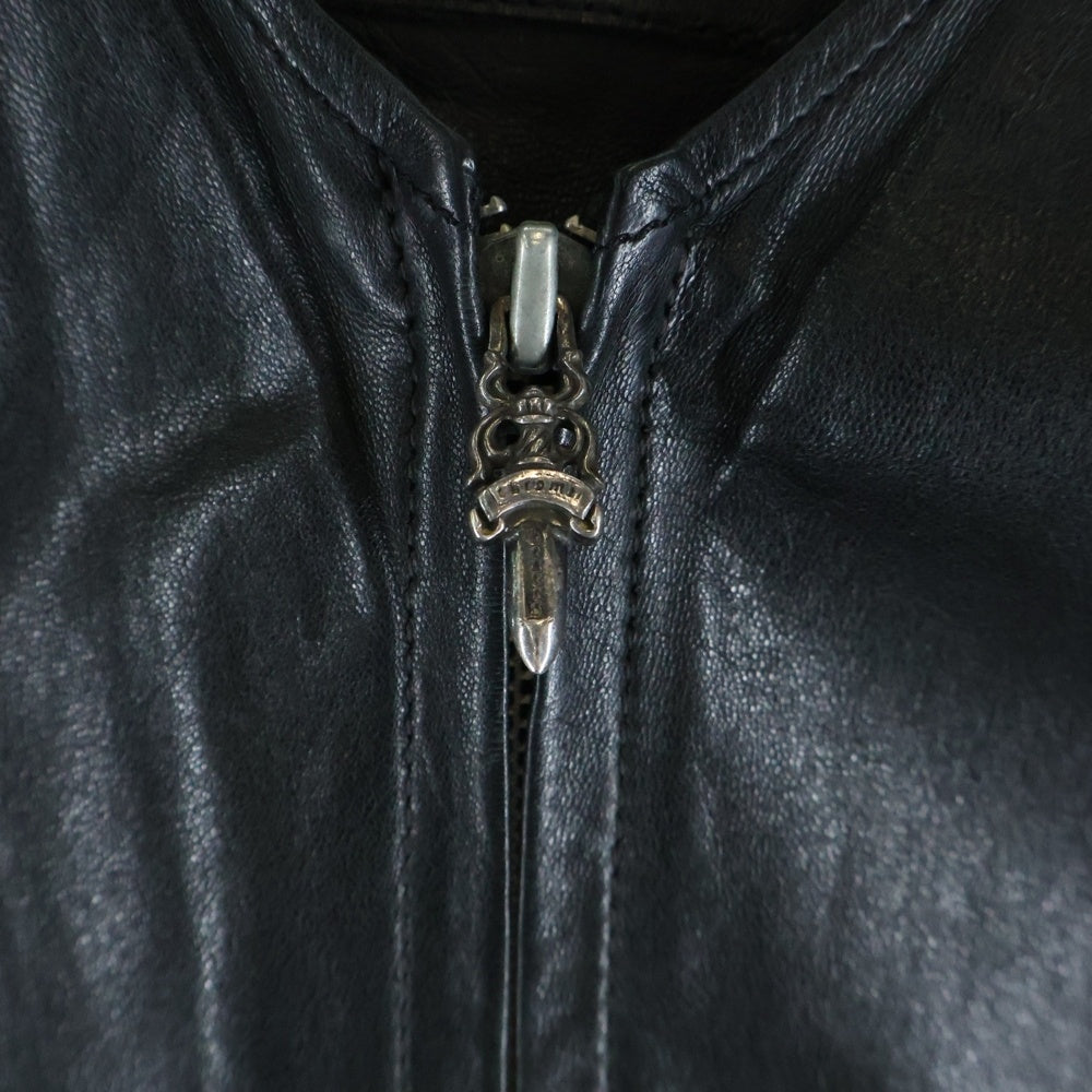 CHROME HEARTS(クロムハーツ) シングルライダース ダガージップ スクロールラベル ジャケット ブラック