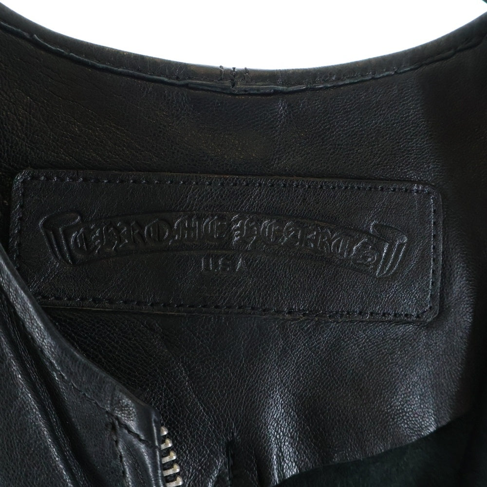 CHROME HEARTS(クロムハーツ) シングルライダース ダガージップ スクロールラベル ジャケット ブラック