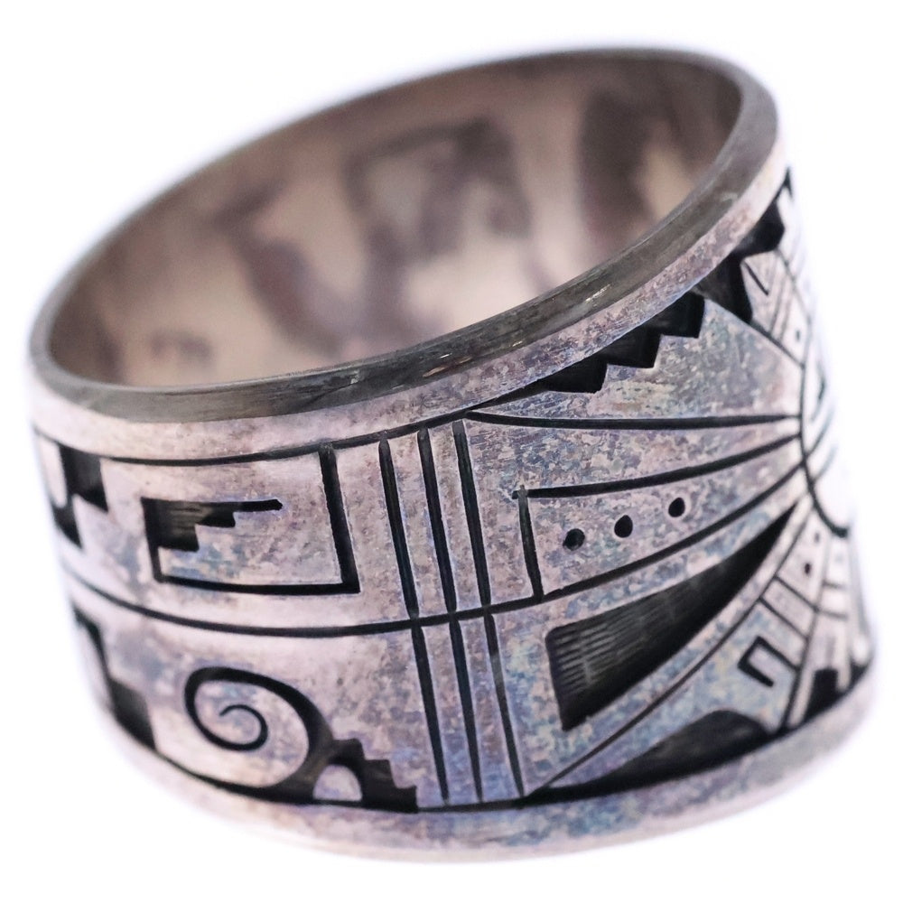 INDIAN JEWELRY(インディアンジュエリー) ホピ族 Berra Tawahongva作 サンフェイス オーバーレイ リング シルバー