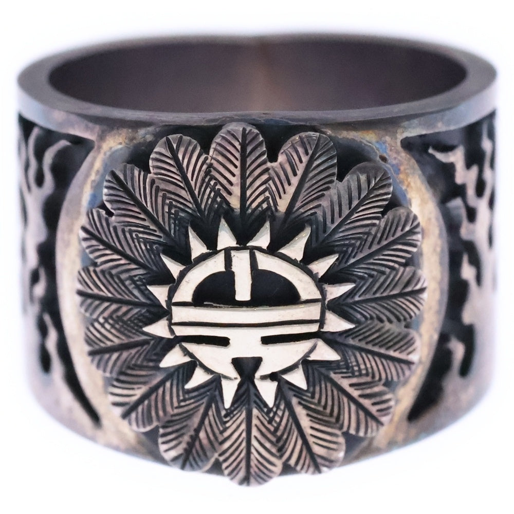 INDIAN JEWELRY(インディアンジュエリー) ホピ族 Charleston Lewis作 サンフェイス ファイヤー リング シルバー