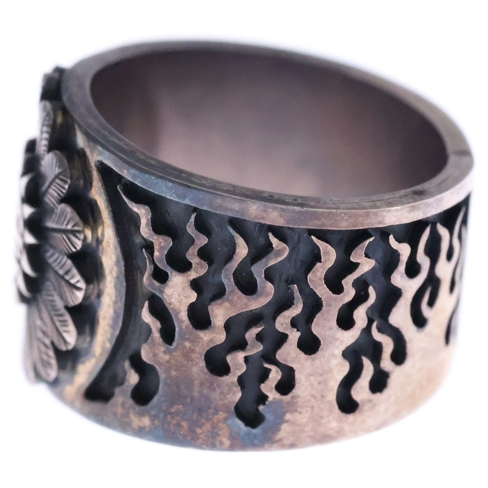 INDIAN JEWELRY(インディアンジュエリー) ホピ族 Charleston Lewis作 サンフェイス ファイヤー リング シルバー