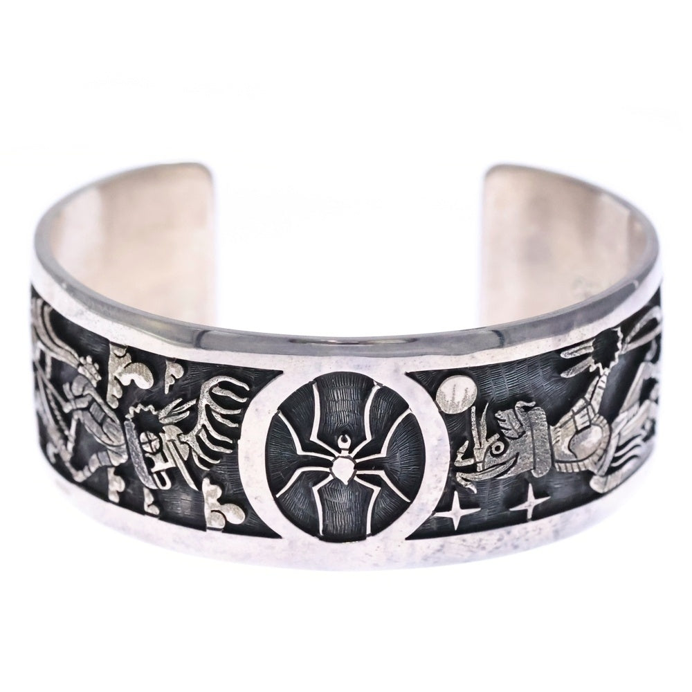 INDIAN JEWELRY(インディアンジュエリー) ホピ族 Bennett Kagenvema ベネット・カゲンヴェマ作 オーバーレイ スパイダー バングル シルバー